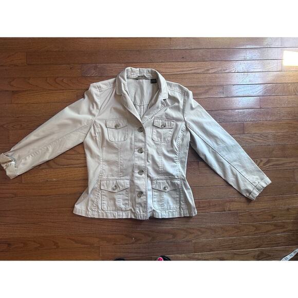 Eddie Bauer Womens Jacket Tan size 10 Button Down 100% Cotton - Picture 9 of 10